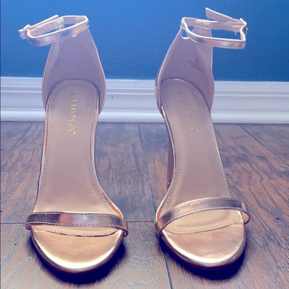 Rose gold high heel sandals